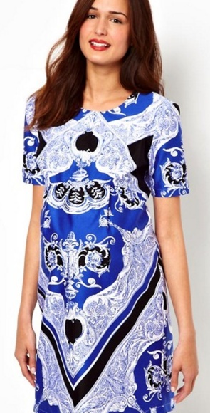 ASOS Blocked Scarf Print Dress - Picture 4 of 8